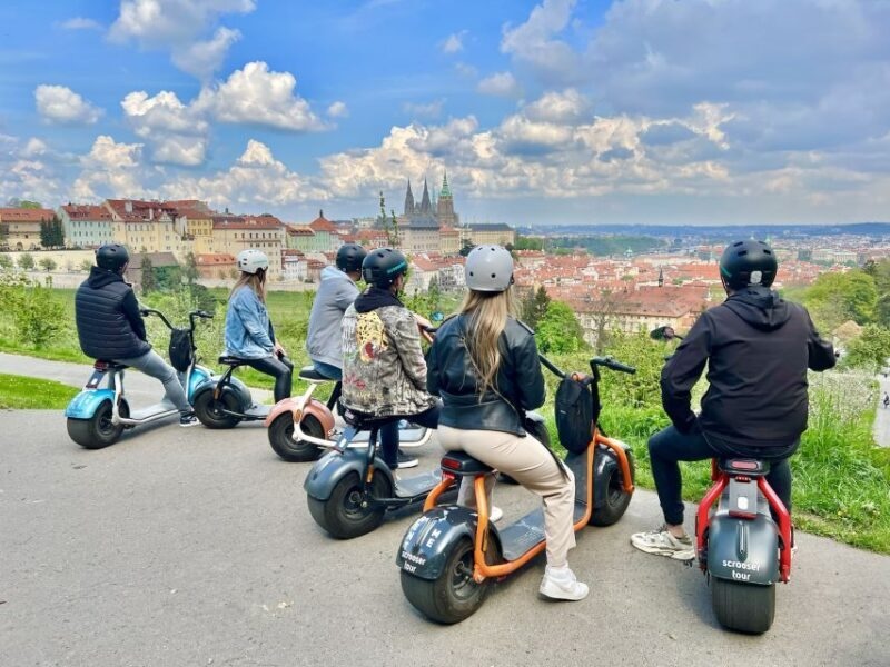 Group on fat-tire e-scooters in Prague